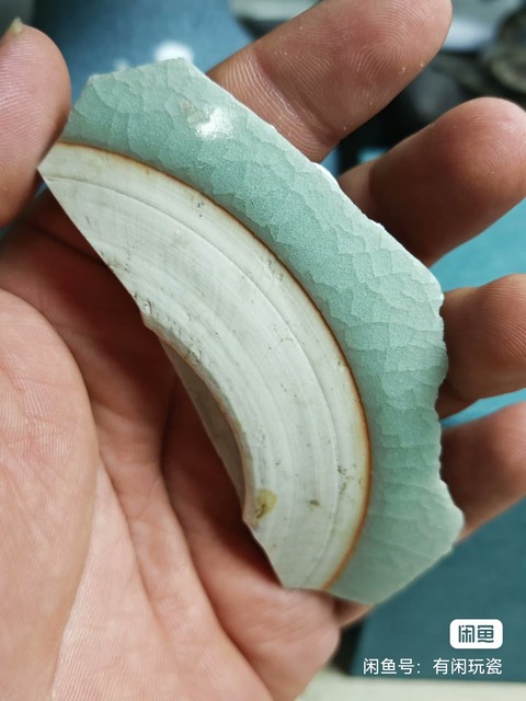 古玩陶瓷郎窯綠臥足標本真品鑒賞圖