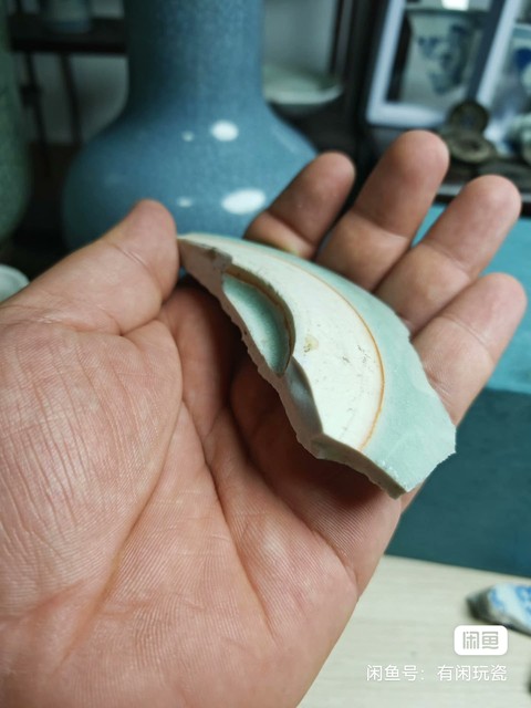 古玩陶瓷郎窯綠臥足標本真品鑒賞圖