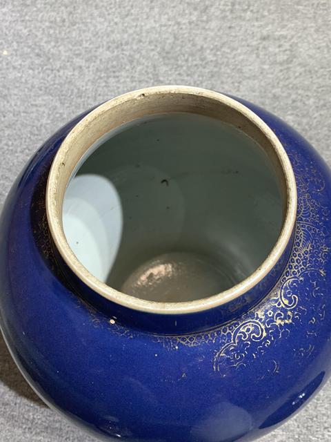 古玩陶瓷霽藍釉描金將軍罐真品鑒賞圖