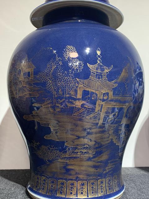 古玩陶瓷霽藍釉描金將軍罐真品鑒賞圖