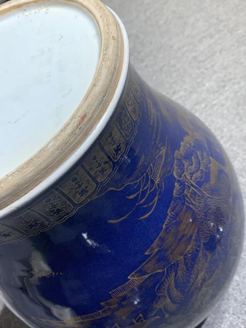 古玩陶瓷霽藍釉描金將軍罐真品鑒賞圖