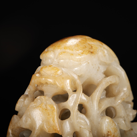 古玩玉器白玉龍紋爐頂真品鑒賞圖