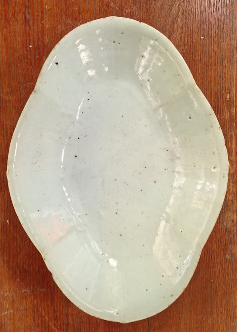 古玩陶瓷福壽三多粉彩海棠型貢盤真品鑒賞圖