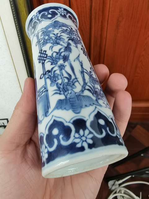 古玩陶瓷青花人物花鳥香筒真品鑒賞圖
