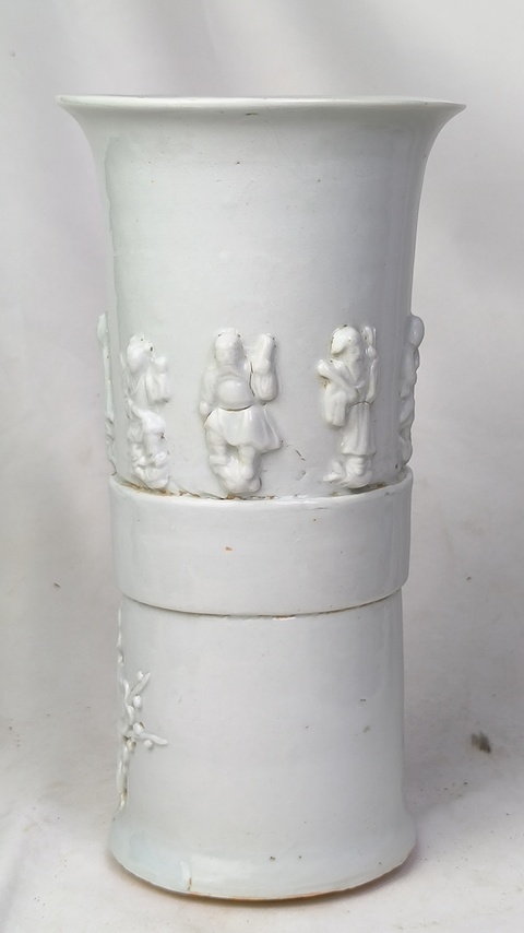 古玩陶瓷德化窯花觚真品鑒賞圖