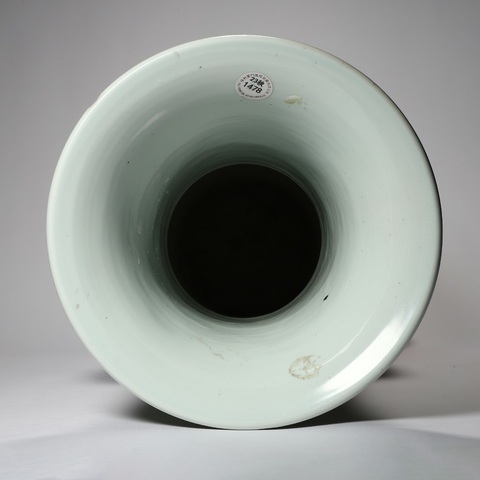 古玩陶瓷豆青釉青花釉里紅仙人騎鹿花觚真品鑒賞圖