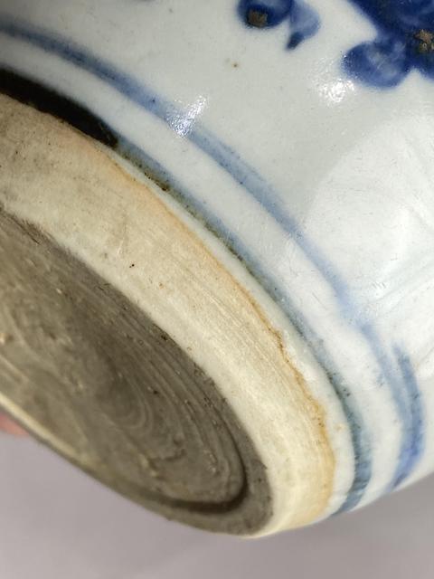 古玩陶瓷明中青花花卉紋罐真品鑒賞圖