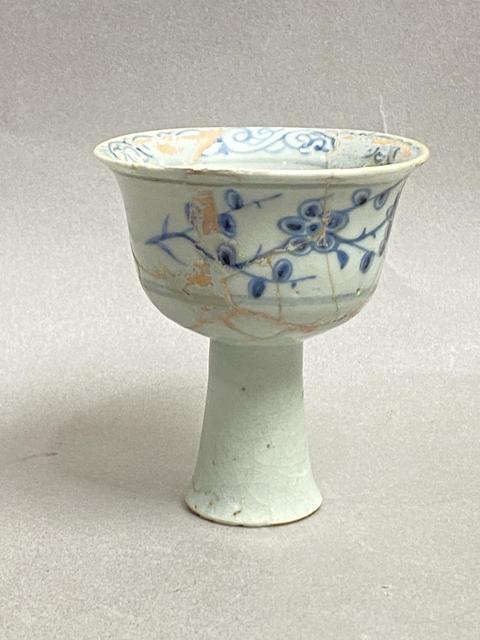 古玩陶瓷青花月影梅紋高足杯真品鑒賞圖