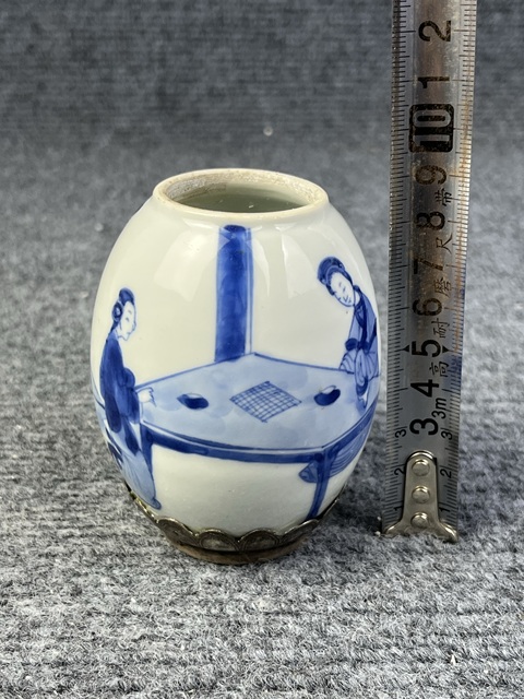 古玩陶瓷青花二喬蓮子罐真品鑒賞圖