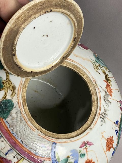 古玩陶瓷粉彩百子圖西瓜罐真品鑒賞圖