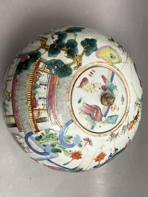 古玩陶瓷粉彩百子圖西瓜罐真品鑒賞圖