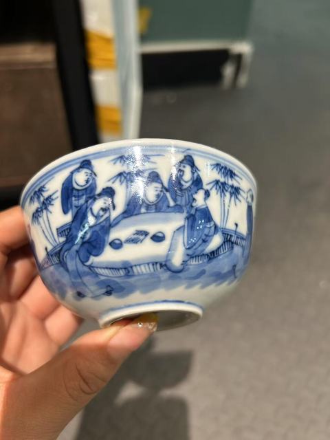 古玩陶瓷清光緒 青花人物紋碗真品鑒賞圖