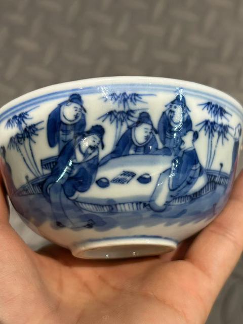 古玩陶瓷清光緒 青花人物紋碗真品鑒賞圖