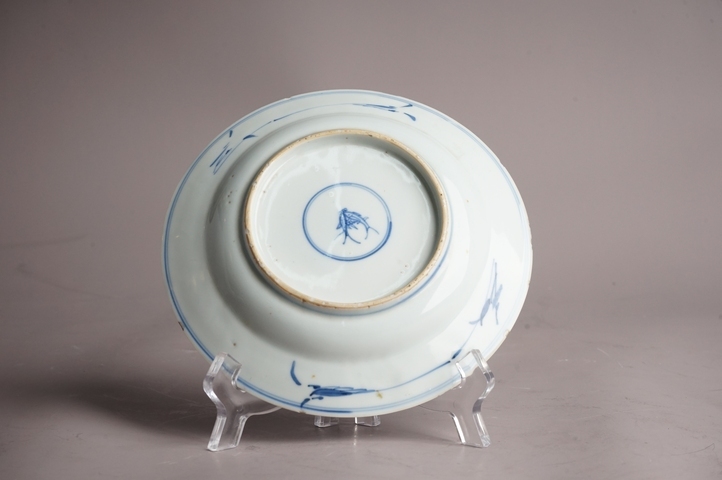 古玩陶瓷清康熙·青花提籃花折沿盤真品鑒賞圖