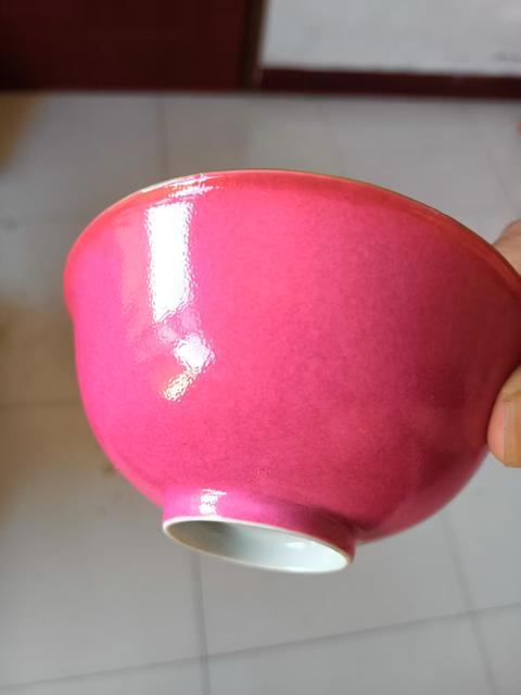 古玩陶瓷胭脂紅釉碗真品鑒賞圖