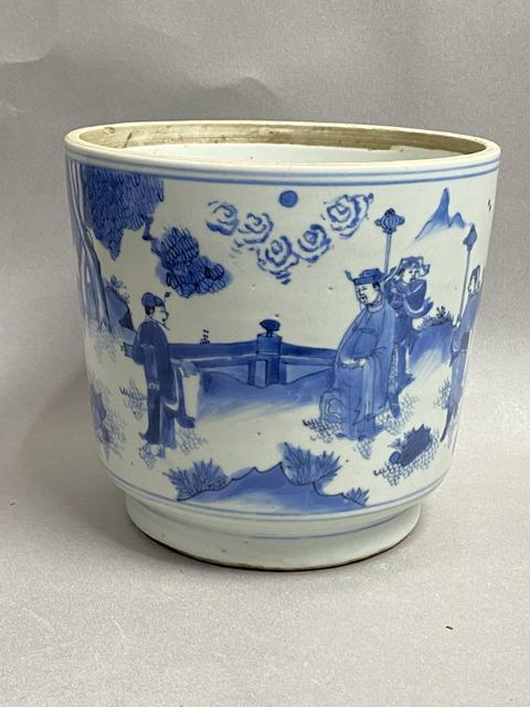 古玩陶瓷青花人物故事紋洗真品鑒賞圖
