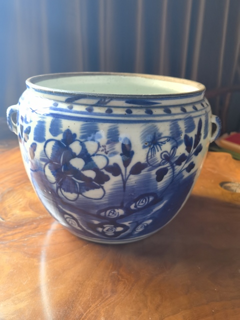 古玩陶瓷青花四系粥罐真品鑒賞圖