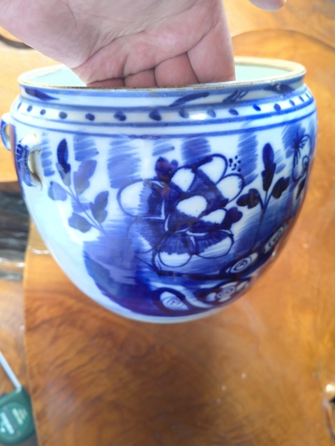 古玩陶瓷青花四系粥罐真品鑒賞圖