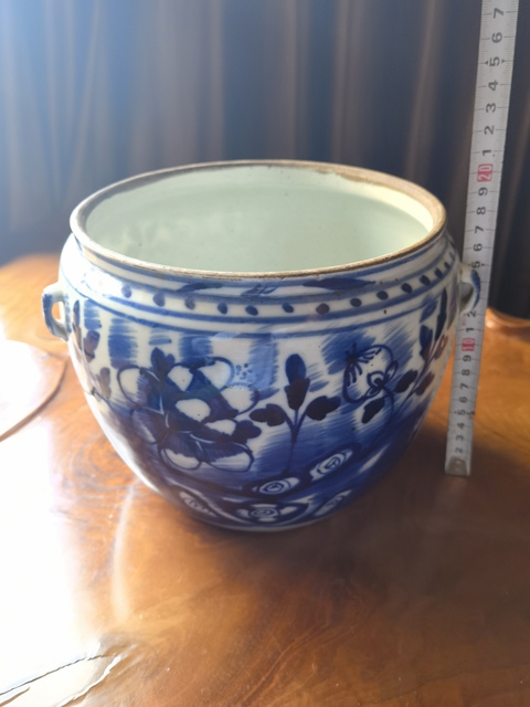 古玩陶瓷青花四系粥罐真品鑒賞圖