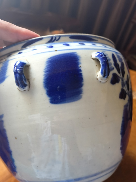 古玩陶瓷青花四系粥罐真品鑒賞圖
