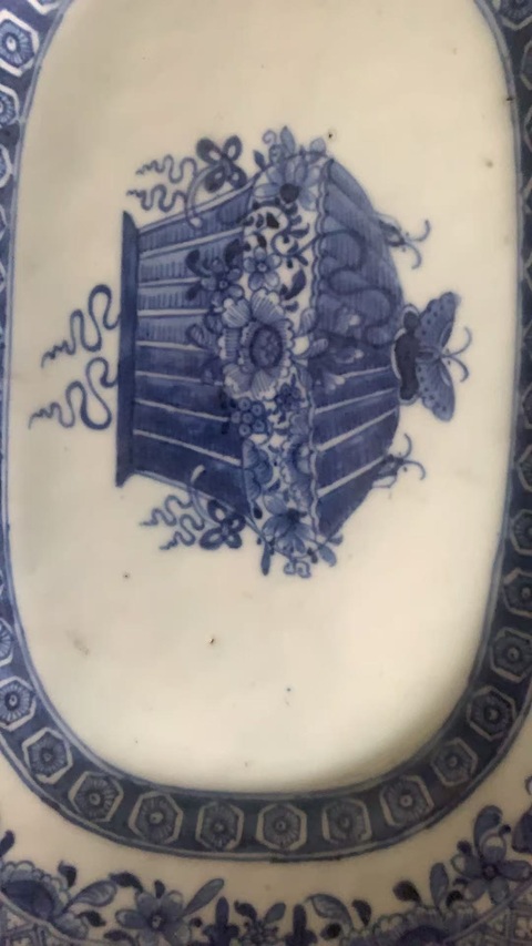 古玩陶瓷清中青花盤(pán)(外銷(xiāo))真品鑒賞圖