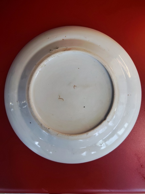古玩陶瓷花鳥蝶紋盤真品鑒賞圖