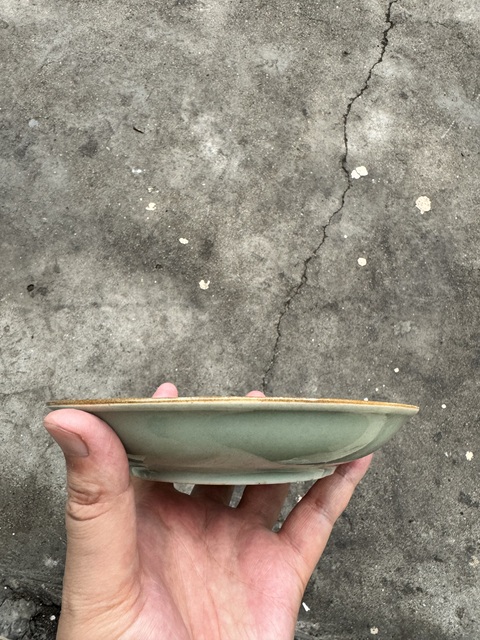 古玩陶瓷豆青釉盤真品鑒賞圖