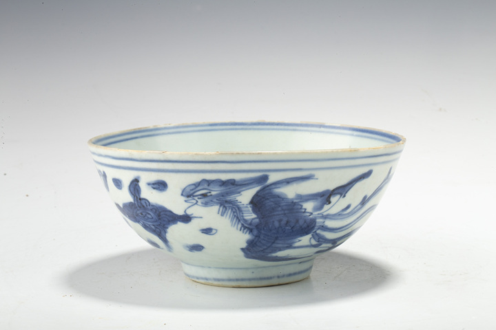 古玩陶瓷明晚·青花龍鳳紋碗拍賣,當前價格576元