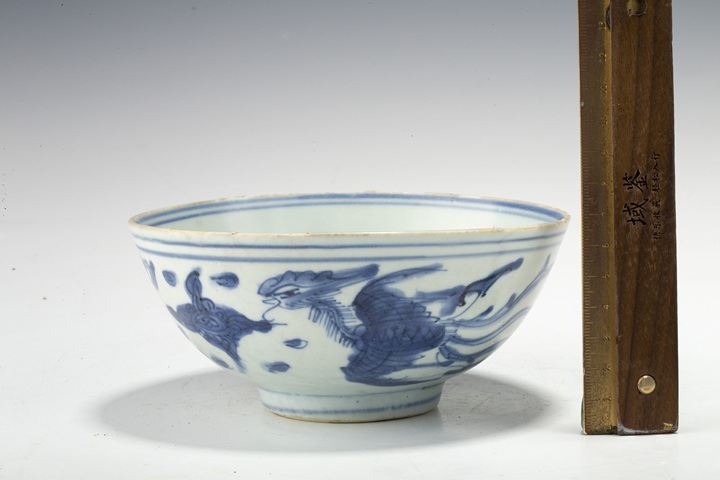 古玩陶瓷明晚·青花龍鳳紋碗拍賣,當前價格576元