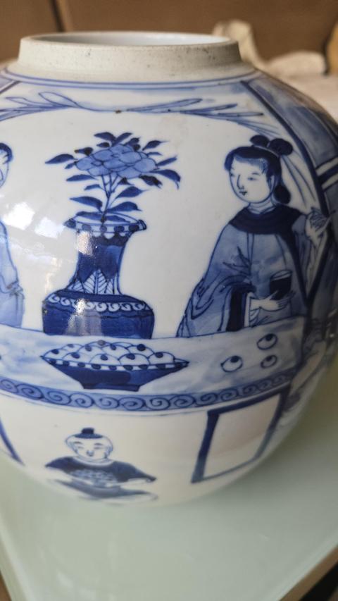 古玩陶瓷清光緒 青花人物紋罐真品鑒賞圖