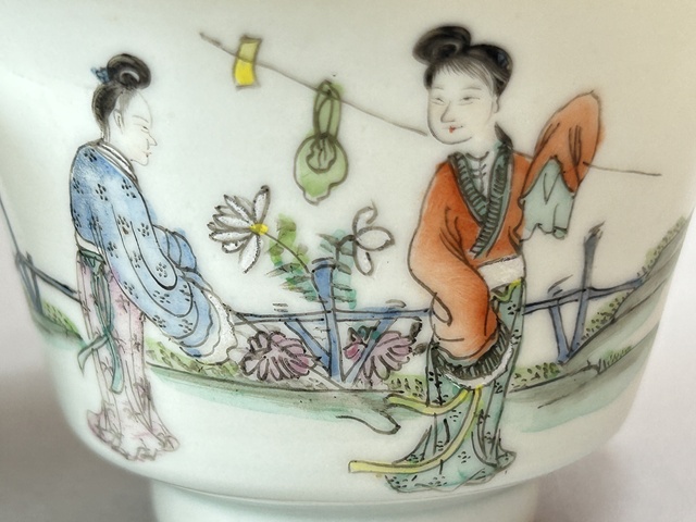 古玩陶瓷粉彩人物仕女圖杯（一對）真品鑒賞圖