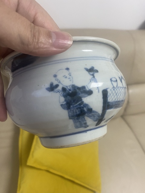 古玩陶瓷德化窯青花人物故事爐真品鑒賞圖