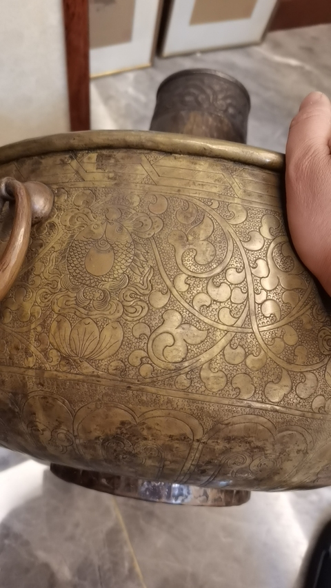古玩雜項老銅火鍋真品鑒賞圖