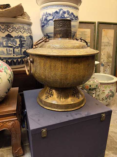 古玩雜項老銅火鍋真品鑒賞圖
