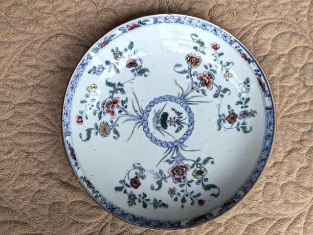 古玩陶瓷清康熙青花斗彩花卉紋盤拍賣,當前價格12800元