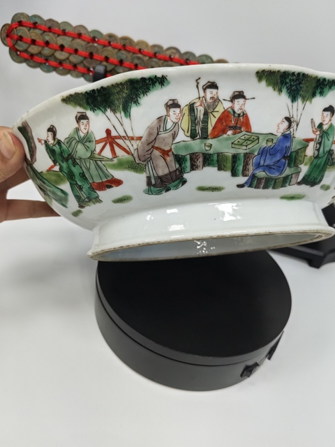 古玩陶瓷五彩人物故事海棠貢盤真品鑒賞圖