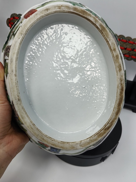 古玩陶瓷五彩人物故事海棠貢盤真品鑒賞圖