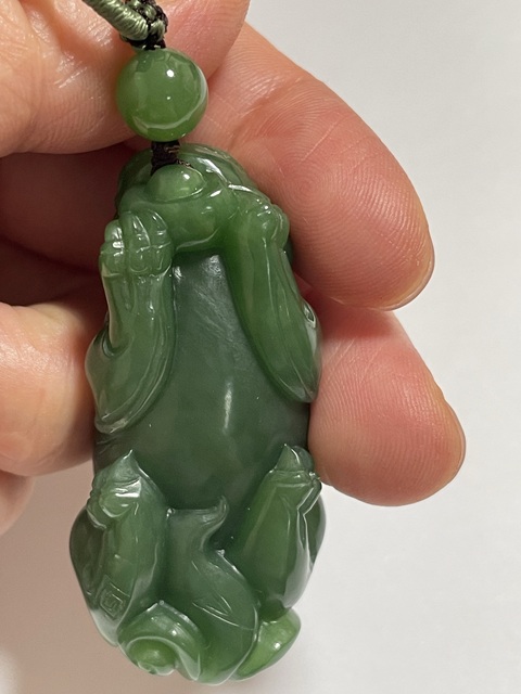 古玩玉器和田碧玉雕“貔貅”把件真品鑒賞圖