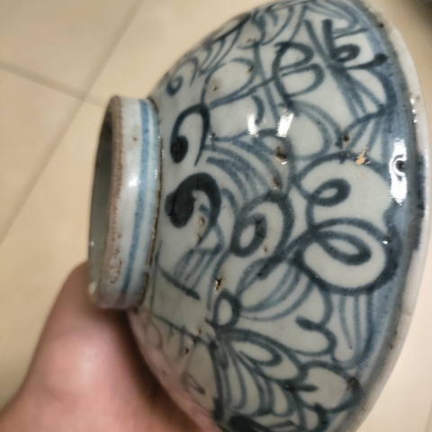 古玩陶瓷青花花卉紋喜字碗真品鑒賞圖