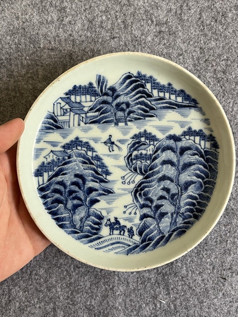 古玩陶瓷青花山水人物紋水洗真品鑒賞圖