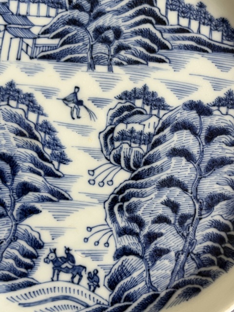古玩陶瓷青花山水人物紋水洗真品鑒賞圖