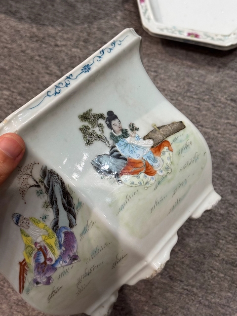 古玩陶瓷粉彩八仙人物花盆真品鑒賞圖
