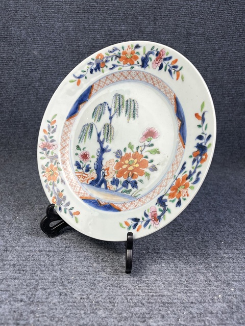 古玩陶瓷青花加彩洞石花卉紋盤拍賣,當前價格1588元