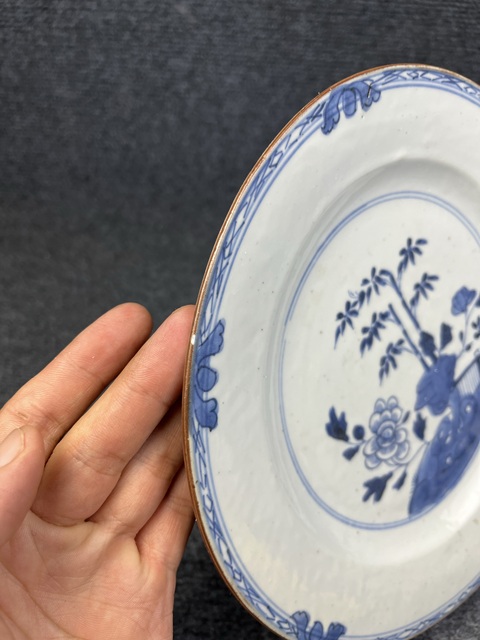 古玩陶瓷青花洞石牡丹花卉紋盤拍賣,當前價格599元