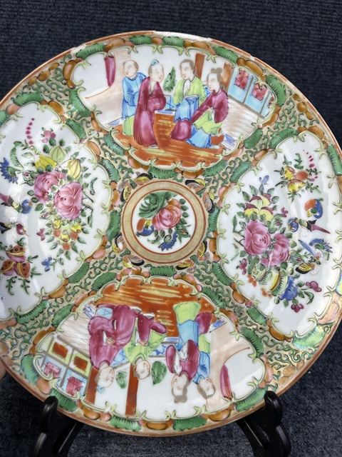 古玩陶瓷廣彩開窗人物花鳥紋盤拍賣,當前價格299元