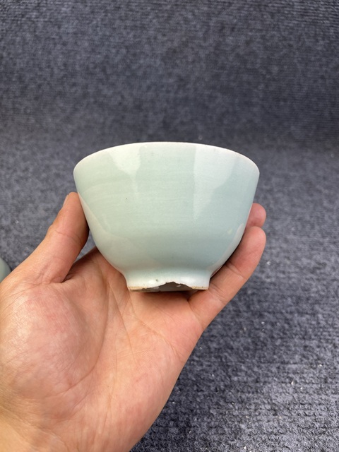 古玩陶瓷豆青釉蓋碗拍賣，當前價格688元