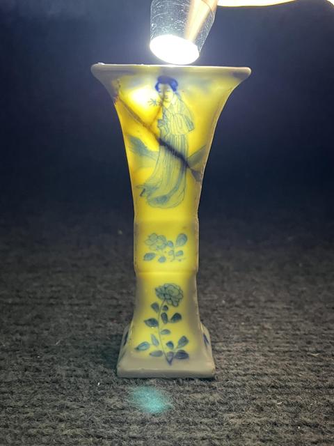 古玩陶瓷青花人物花卉紋四方小花觚拍賣,當前價格1288元
