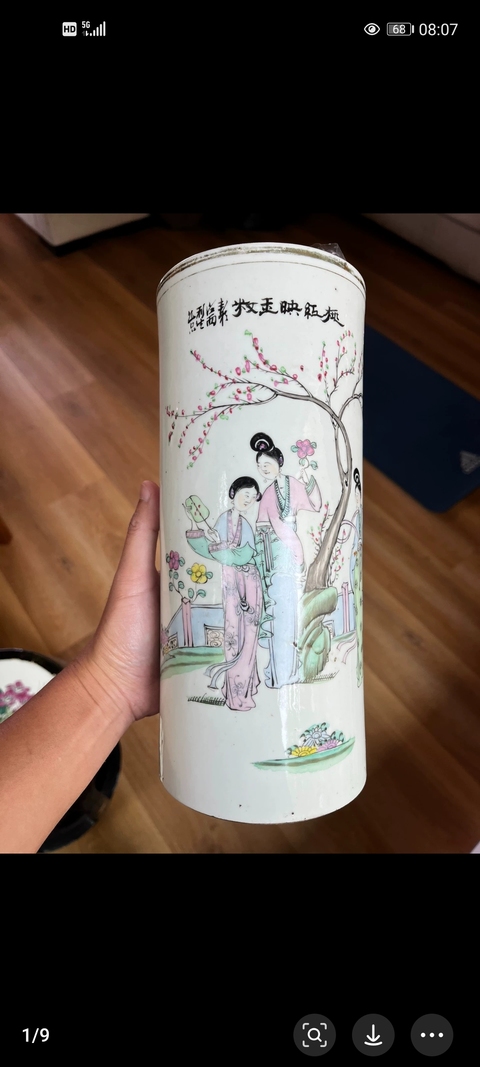 古玩陶瓷民國粉彩帽筒真品鑒賞圖