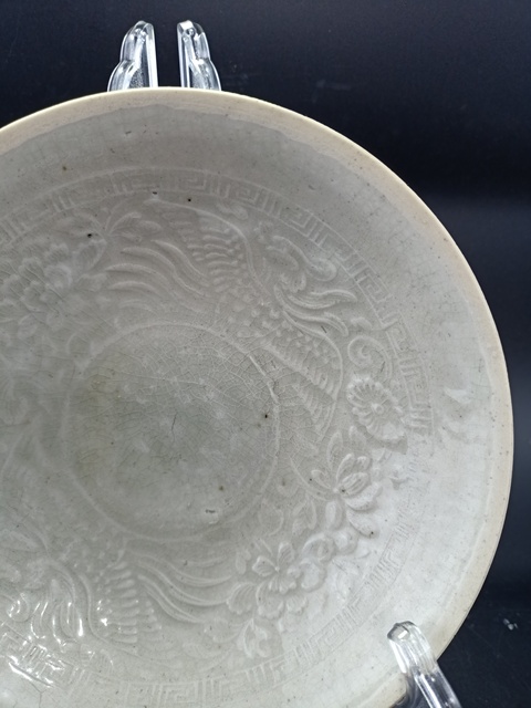 古玩陶瓷宋代 青白瓷模印雙鳳盤真品鑒賞圖