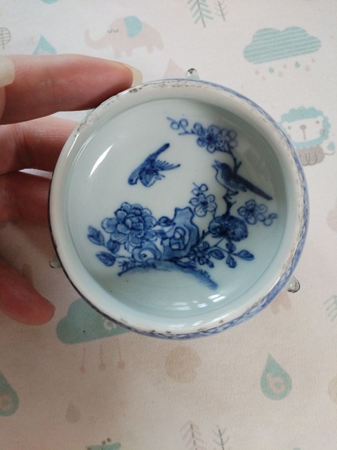 古玩陶瓷清中·青花花鳥紋香爐 真品鑒賞圖